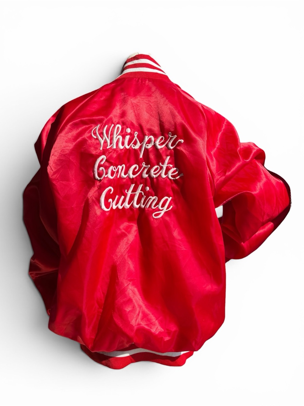 Vintage Red Satin Varsity Bomber Jacket Made in USA